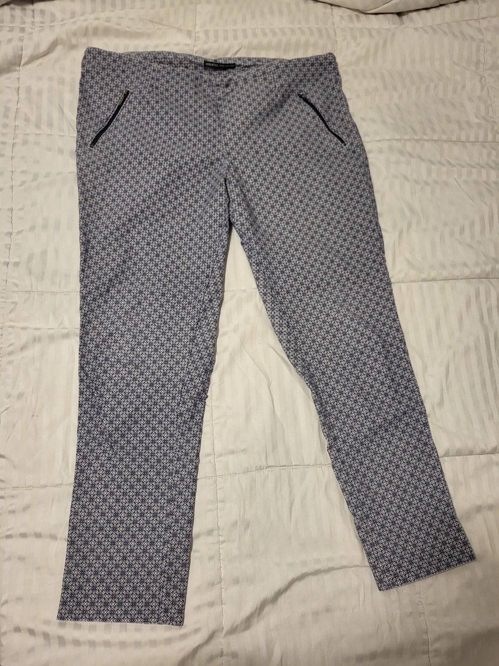 Michel Studio Blue Geometric Print Stretchy Trousers